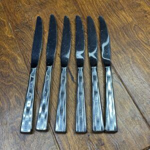 Oneida Camden Stainless Flatware 6 Knives USA Glossy Knife Solid‎ 9 7/8"